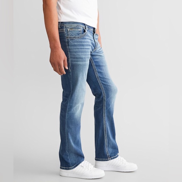 BUCKLE BLACK Nine Straight Stretch Jeans Distressed In Color: Willow - Picture 2 of 9